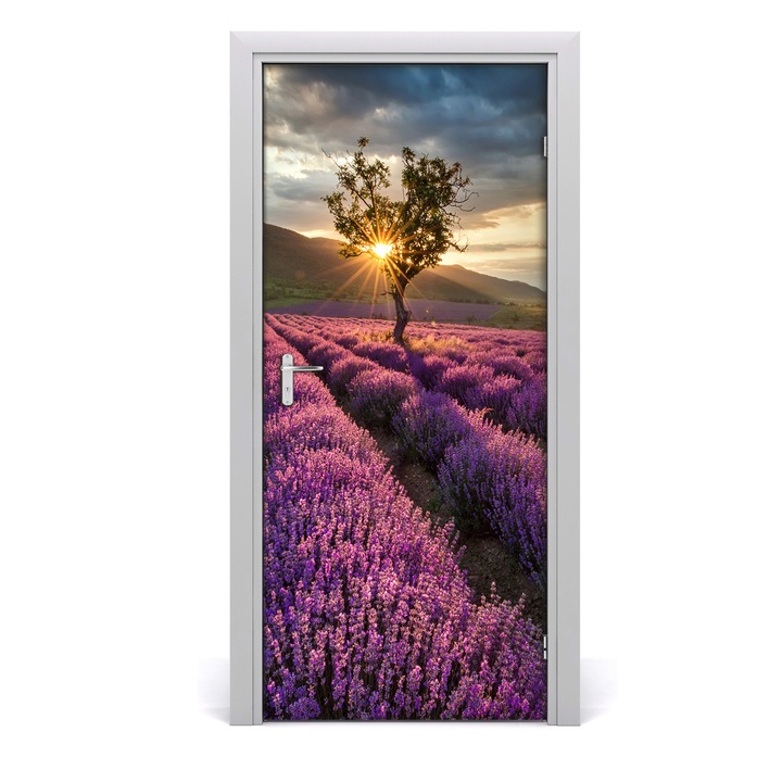 Stickere decorative, Tulup, Autocolante pentru usi, model camp de lavanda, 33, 95x205 cm