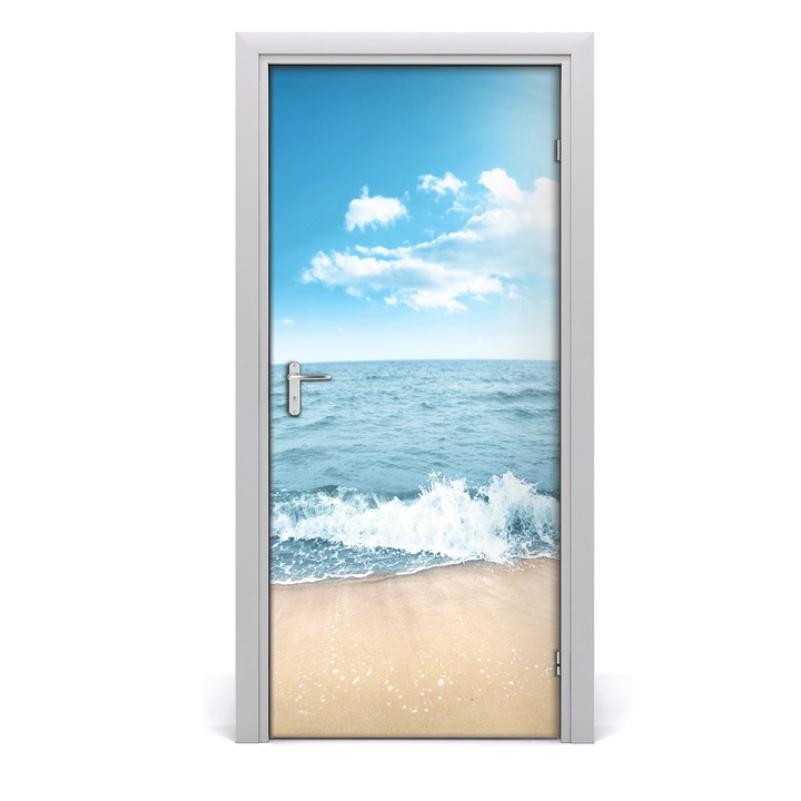 Stickere decorative, Tulup, Autocolante pentru usi, model Plaja si marea, 95x205 cm