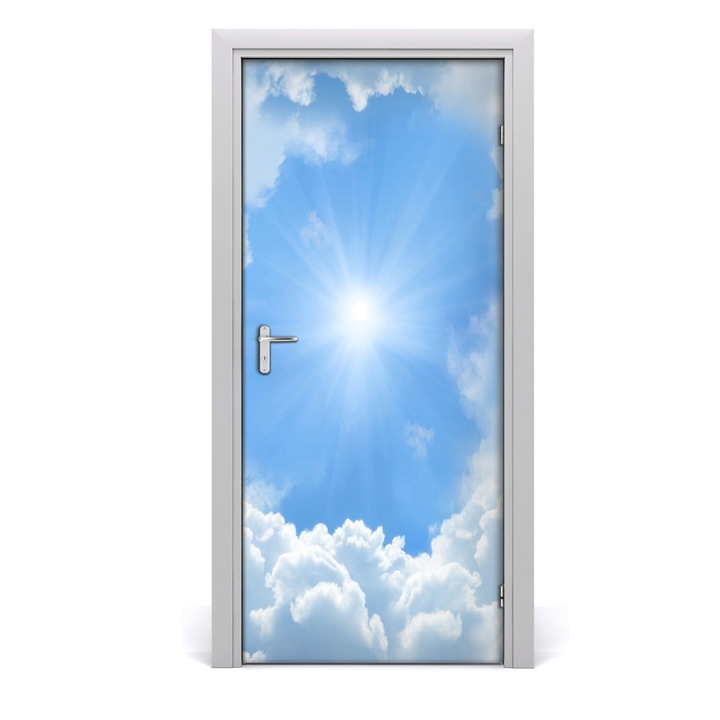 Stickere decorative, Tulup, Autocolante pentru usi, model Nori pe cer, 33, 95x205 cm