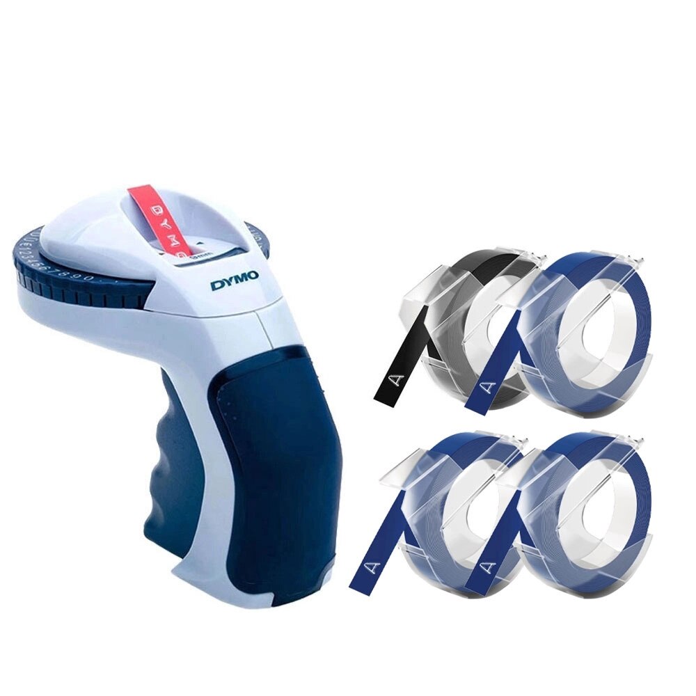 Set Aparat etichetat Dymo Omega si in total 4 role etichete 3D originale, embosabile, DY12748