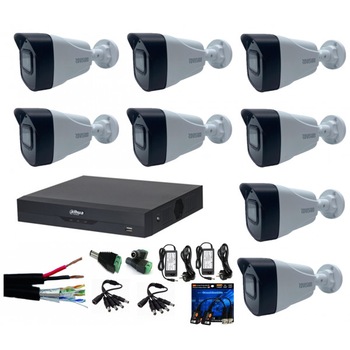 Kit 8 camere supraveghere 5MP, Starlight IR 40m color noaptea + DVR 8 canale 8MP 4K Dahua + Surse + Cablu + Mufe + Splitter Kit 8 camere supraveghere 5MP, Starlight IR 40m color noaptea + DVR 8 canale 8MP 4K Dahua + Surse + Cablu + Mufe + Splitter