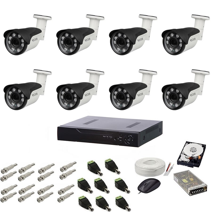 Sistem de supraveghere exterior complet, 5MP, 8 camere IR 40 m