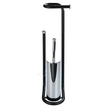 Suport pentru hartie igenica cu perie de toaleta UNIVERSALO, 3in1, Negru, 23 x 20 x 62 cm, Wenko Suport pentru hartie igenica cu perie de toaleta UNIVERSALO, 3in1, Negru, 23 x 20 x 62 cm, Wenko