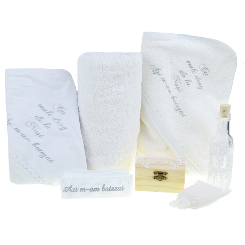 Trusou pentru botez Mini Bimbi 8 piese 41 x 25,5 x 9 cm TBMB-2, Crem