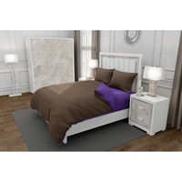 Lenjerie de pat matrimonial SUPER cu husa de perna patrata, Duo Brown, bumbac satinat, gramaj tesatura 120 g/mp, Maro/Mov, 4 piese