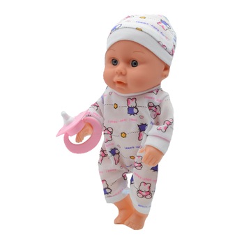 Papusa pentru fete 21 cm Midex Bebelus 749659, Alb Papusa pentru fete 21 cm Midex Bebelus 749659, Alb