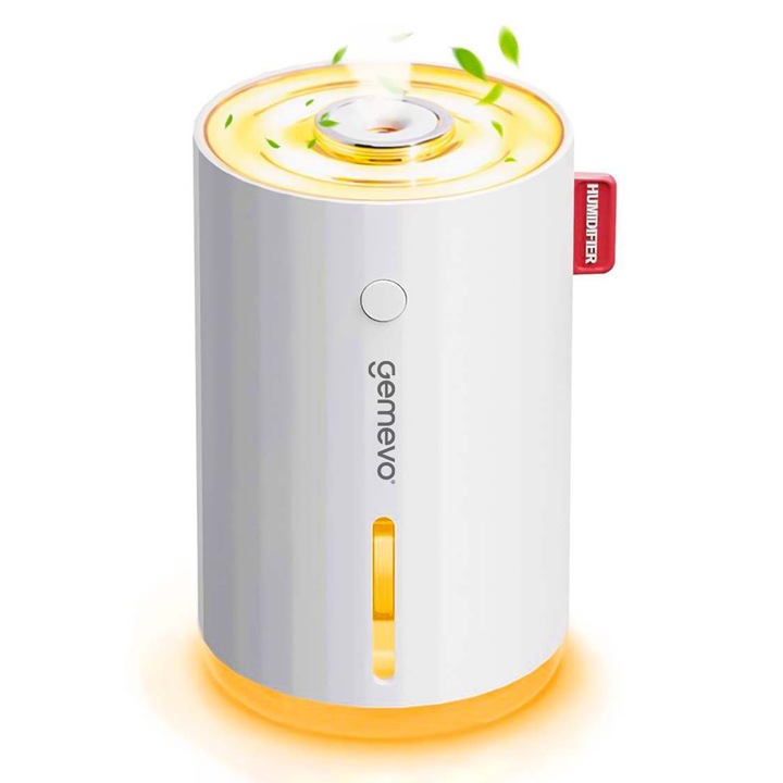 Gemevo ultrahangos párologtató, aromaterápiás diffúzorral, otthoni és irodai használatra, fehér