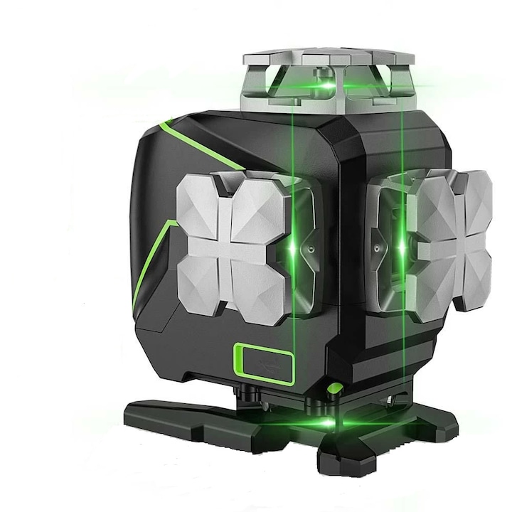 Nivela laser Huepar S04CG, 4D, fascicul verde auto-nivelabil cu 16 linii, nivelare 4*360° orizontala si verticala, cu ecran LCD, telecomanda si functie bluetooth