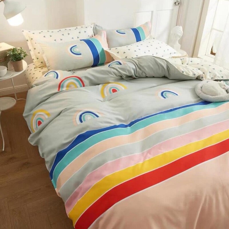 Lenjerie de pat 1 Persoana, bumbac satinat, 4 piese, Casa de Vis, YY123