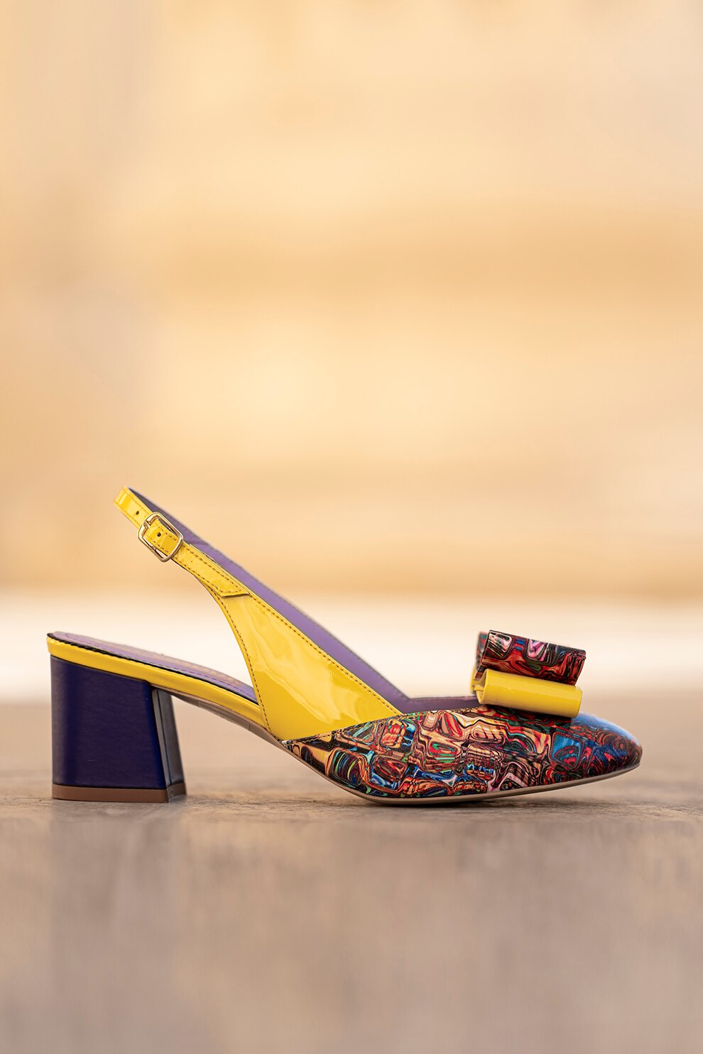 CONDUR by alexandru, Pantofi slingback de piele cu toc masiv