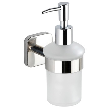 Distribuitor de sapun montat pe perete Wenko, Alb/Argintiu, 200 ml Distribuitor de sapun montat pe perete Wenko, Alb/Argintiu, 200 ml