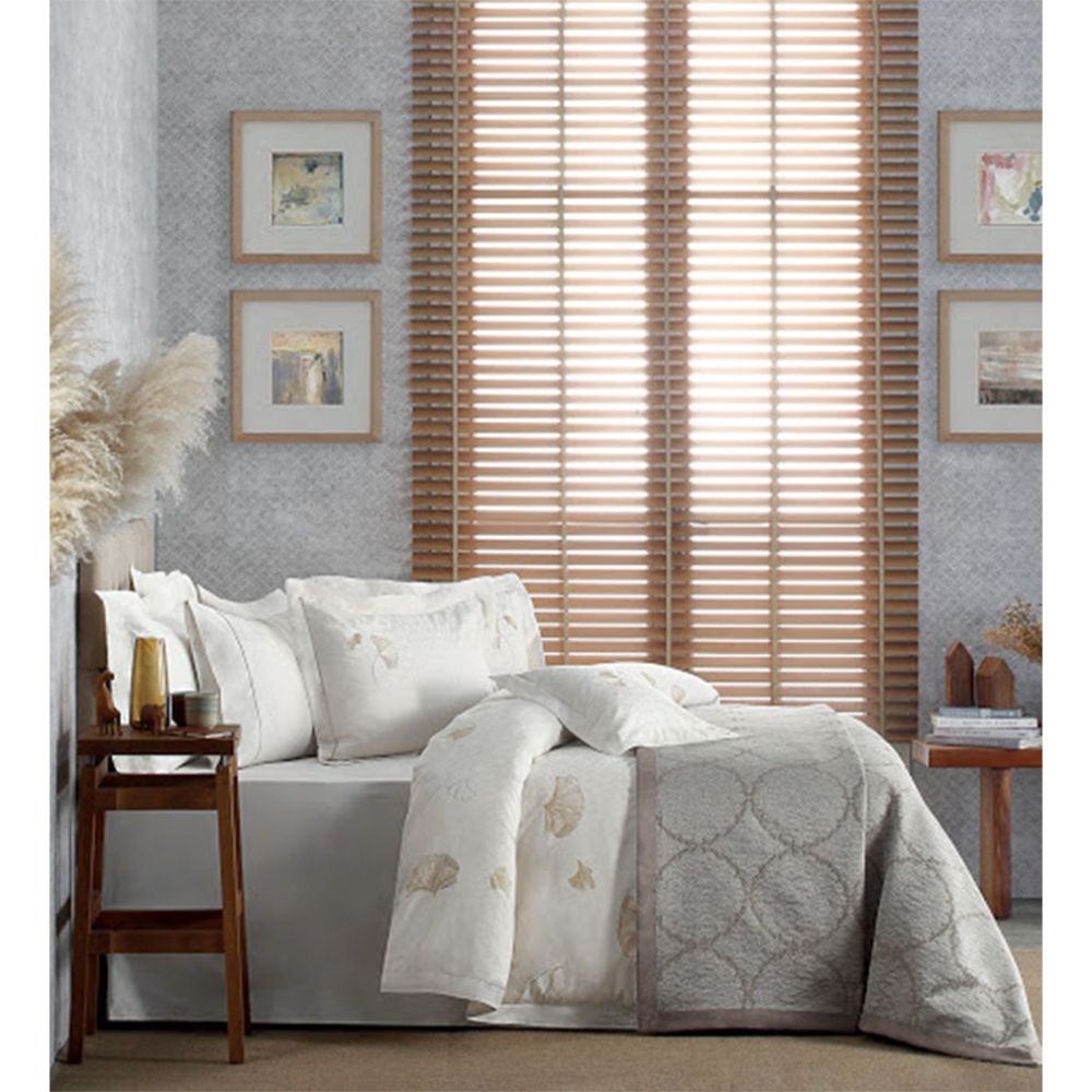 Set lenjerie pentru pat dublu, Valeron , Monschau, bumbac 100%, tesatura Jaquard , 7 piese