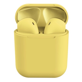 Casti Bluetooth OZ® V5.0, compatibile IOS & Android, Docking Station, Wireless, 3D sound, Touch Control, fast charging, Macaron Galben Casti Bluetooth OZ® V5.0, compatibile IOS & Android, Docking Station, Wireless, 3D sound, Touch Control, fast charging, Macaron Galben