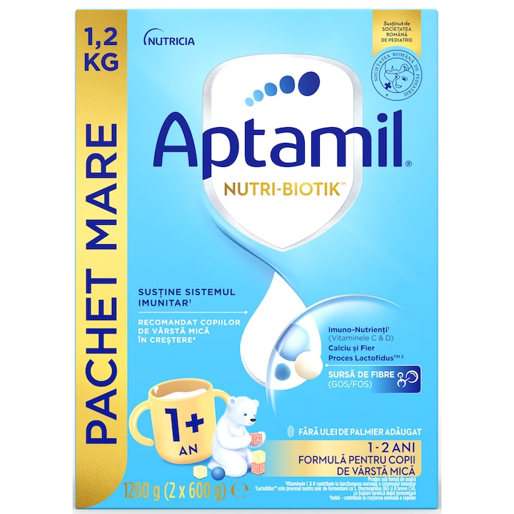 Lapte praf Aptamil NUTRI-BIOTIK 1+, 1.200 g, 1-2 ani, Nutricia