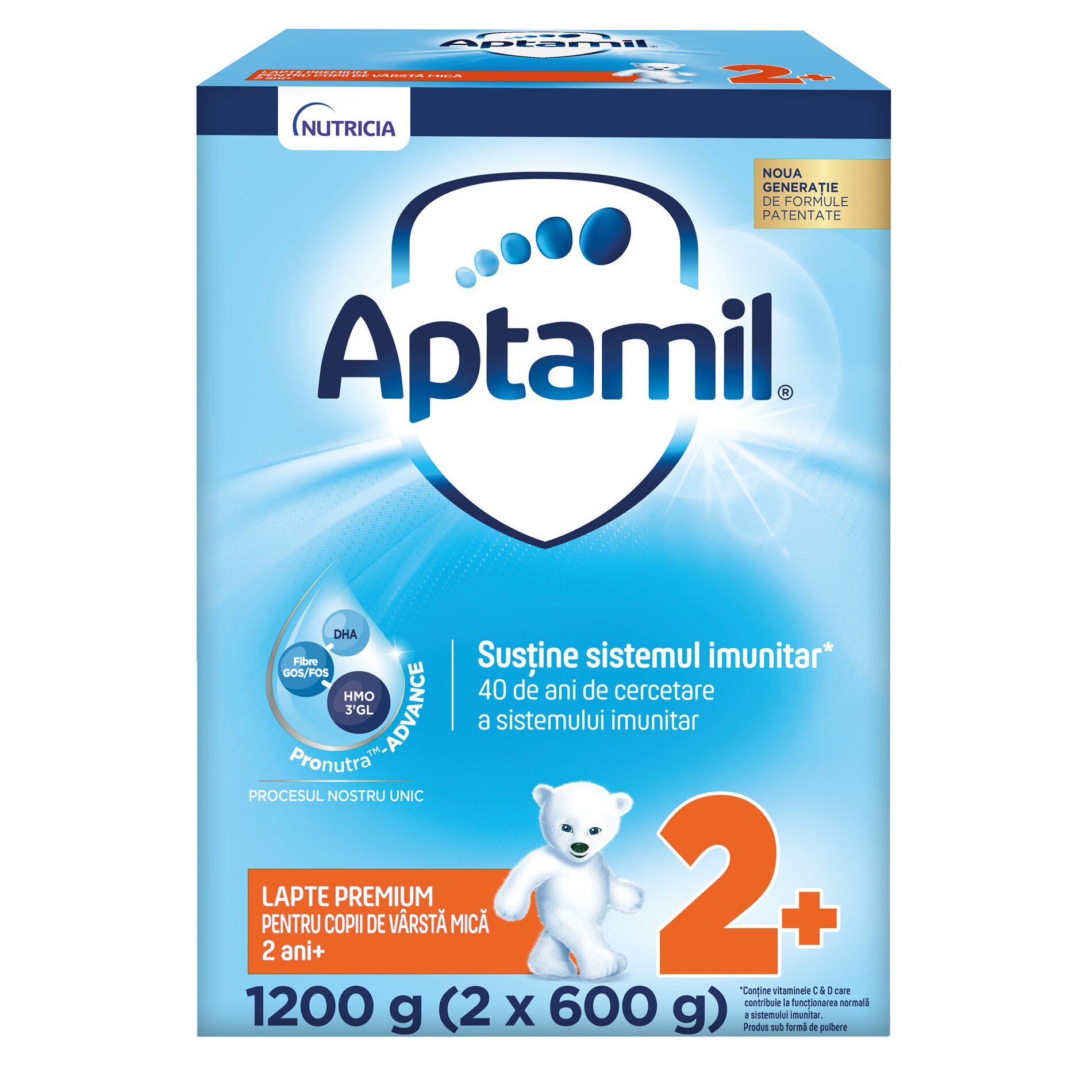 Lapte praf Aptamil Junior 2+, 1200 g, 24-36 luni