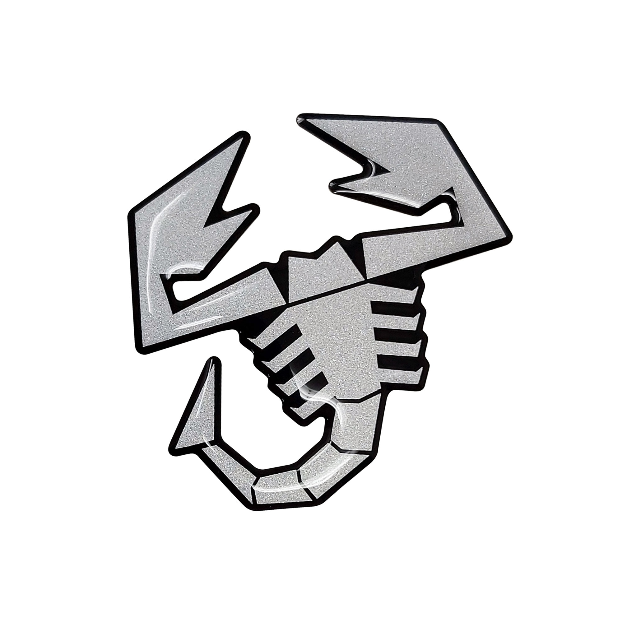 Sticker auto Abarth, Model Scorpion 3D, 65 mm, Argintiu