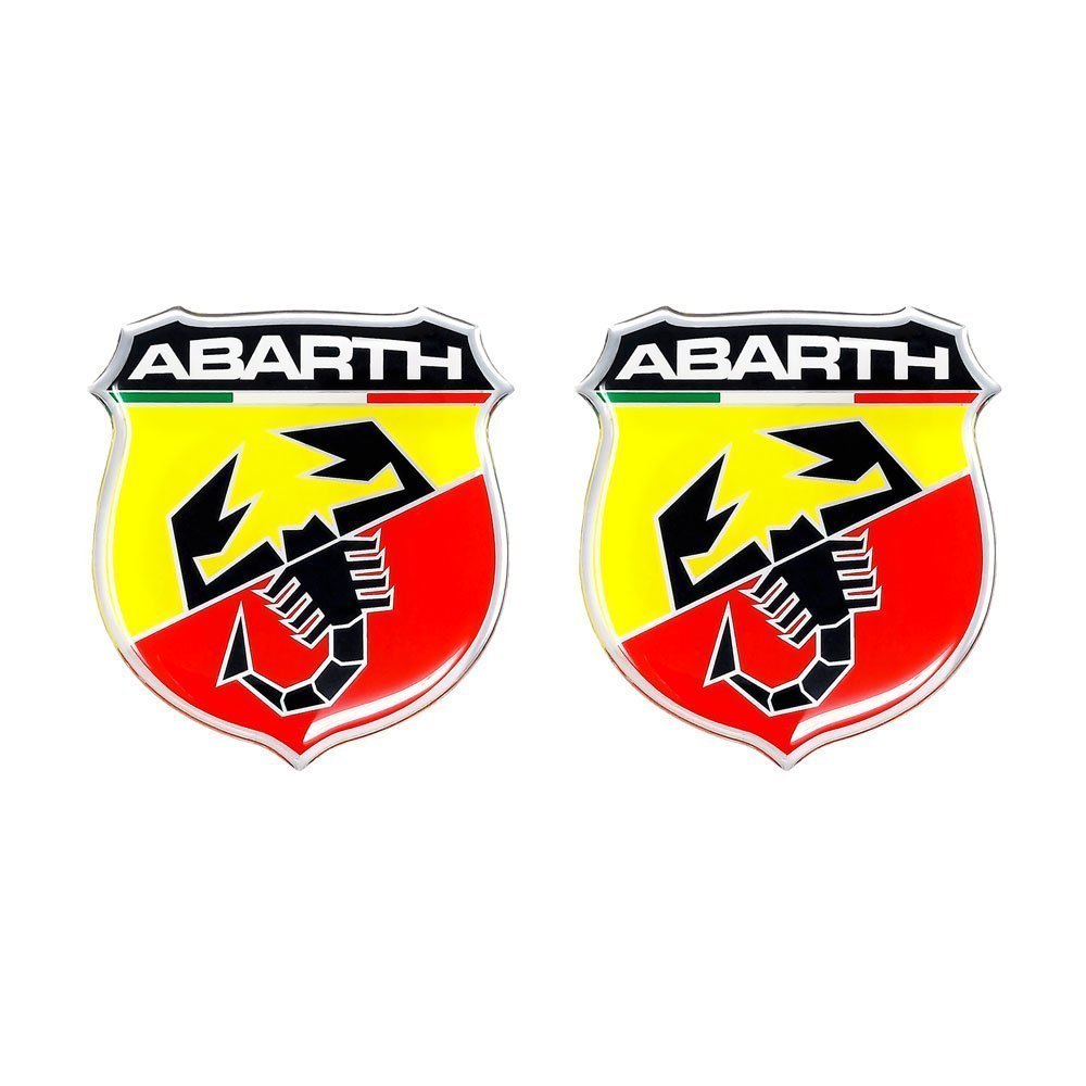 Set 2 stickere auto Abarth, Model Scudetto 3D, 30 mm, Multicolor