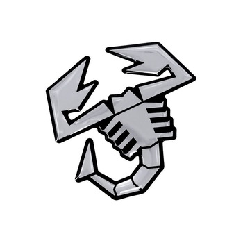 Sticker 3D, Oficial Abarth, Scorpion Satin Argintiu Lucios cu Chenar Negru, 65 mm Sticker 3D, Oficial Abarth, Scorpion Satin Argintiu Lucios cu Chenar Negru, 65 mm