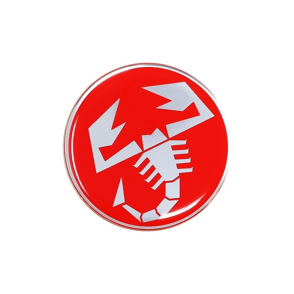 Sticker auto Abarth, Model Scorpion 3D, 44 mm, Argintiu/Rosu