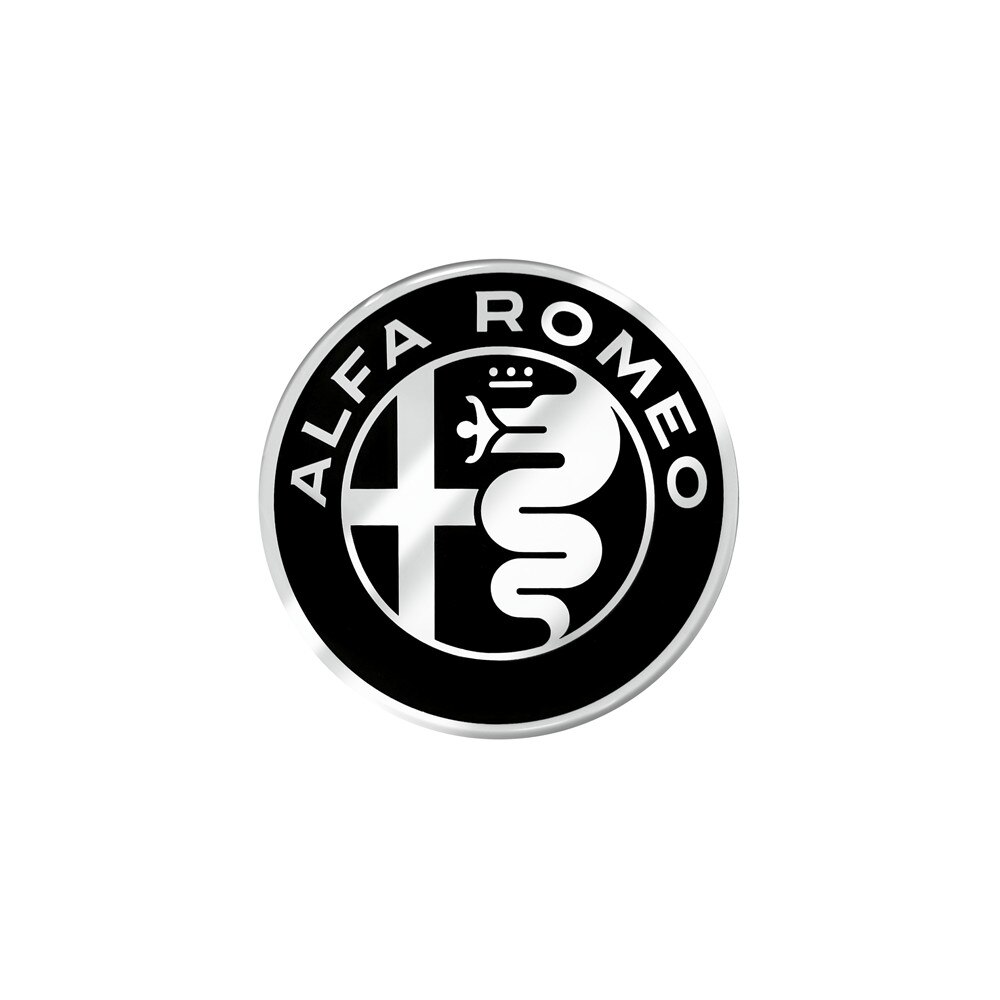 Sticker 3D, Oficial Alfa Romeo, 48 mm, Negru
