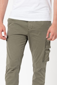 Replay, Pantaloni cargo cu snur in talie, Verde sparanghel Replay, Pantaloni cargo cu snur in talie, Verde sparanghel