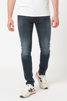 Replay, Blugi slim fit elastici cu aspect decolorat 573, Bleumarin inchis, W33-L32 Replay, Blugi slim fit elastici cu aspect decolorat 573, Bleumarin inchis, W33-L32