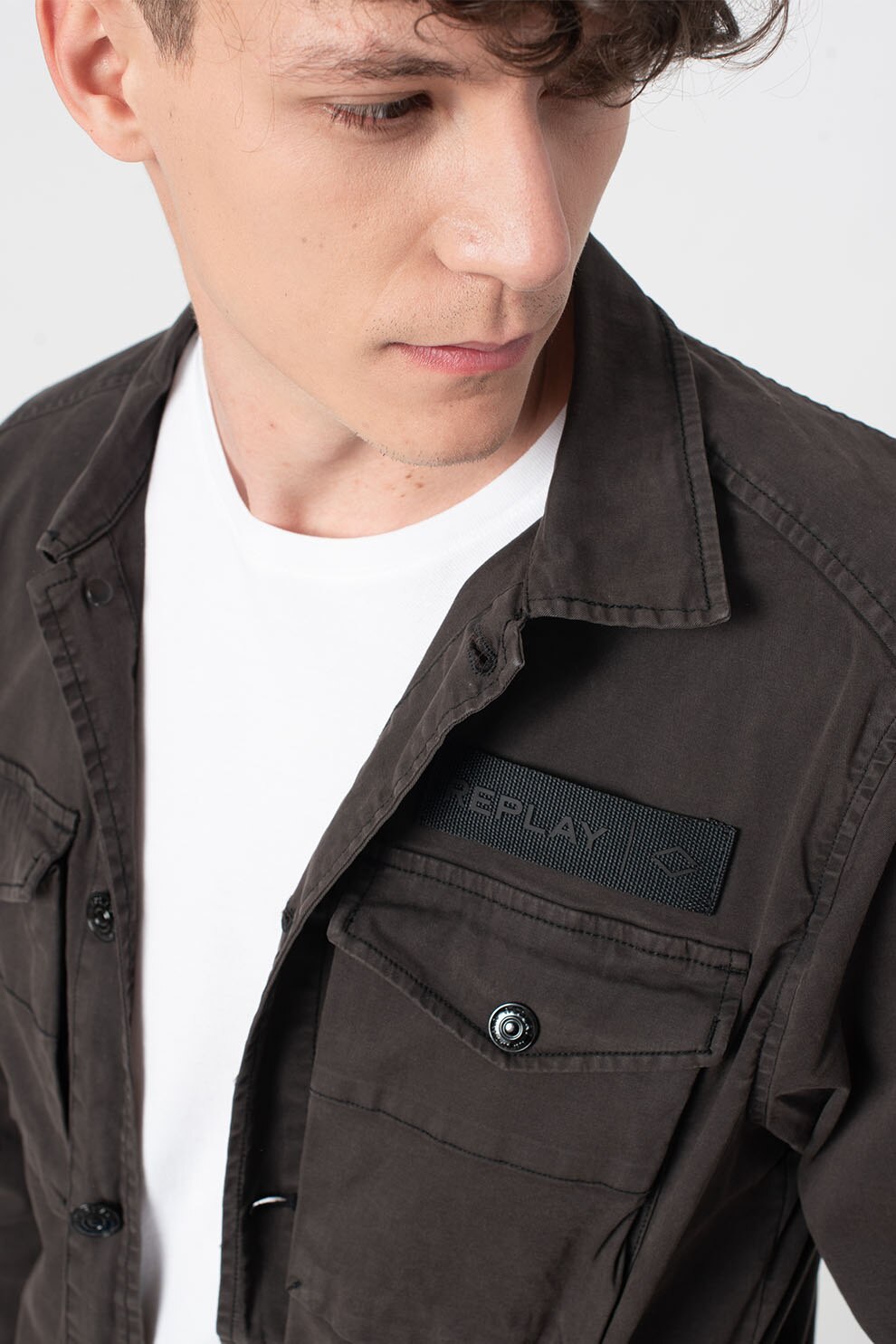 Replay, Jacheta cu buzunare pe piept, Negru stins, M