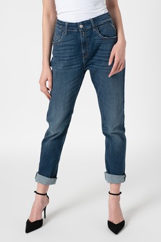 Replay, Blugi boyfriend slim fit Marty, albastru inchis/alb, W25-L30 Replay, Blugi boyfriend slim fit Marty, albastru inchis/alb, W25-L30