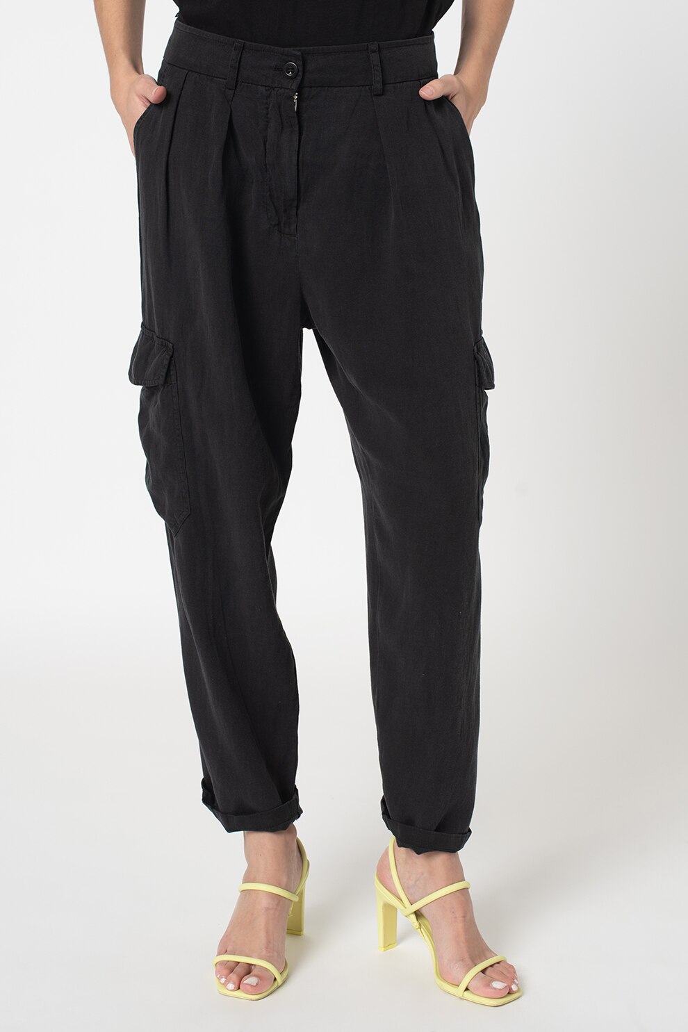 Replay, Pantaloni cargo din amestec de lyocell, Gri antracit