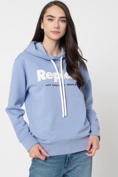 Replay, Hanorac cu imprimeu logo, Albastru azur/Argintiu, XS Replay, Hanorac cu imprimeu logo, Albastru azur/Argintiu, XS