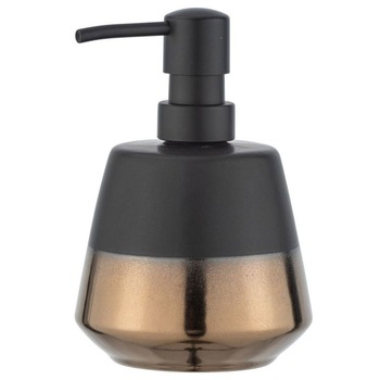Distribuitor de sapun din ceramica negru/auriu, 250 ml, Wenko Distribuitor de sapun din ceramica negru/auriu, 250 ml, Wenko