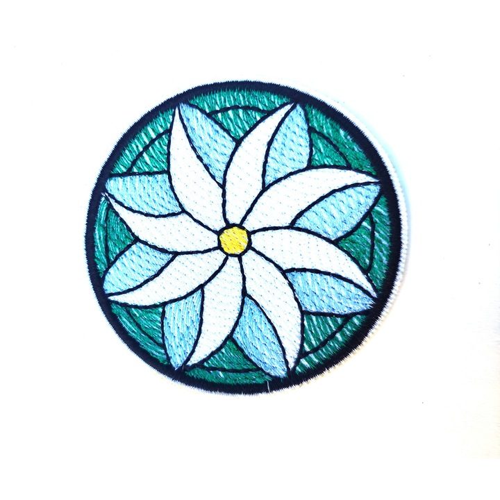 Petic textil / patch brodat Flower Bloom 7.2 cm
