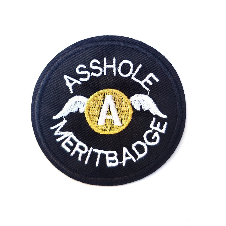 Petic textil / patch brodat Asshole Merit Badge 6.6 cm
