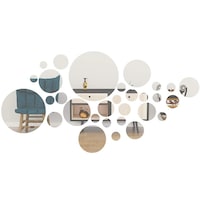 Set Oglinzi Design 3D SILVER ROUND MyStyle® - Oglinzi Decorative Acrilice Luxury Home 26 buc/set