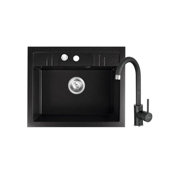 Set chiuveta Ferro Granit Mezzo II,1 cuva nisip-grafit 580x480 mm+ baterie nisip-grafit Ferro negru Set chiuveta Ferro Granit Mezzo II,1 cuva nisip-grafit 580x480 mm+ baterie nisip-grafit Ferro negru