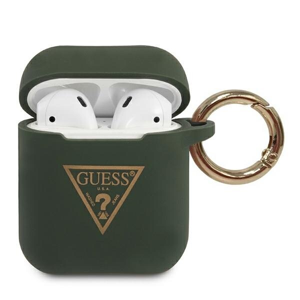 Husa cu holder pentru AirPods Guess Triangle Logo Green