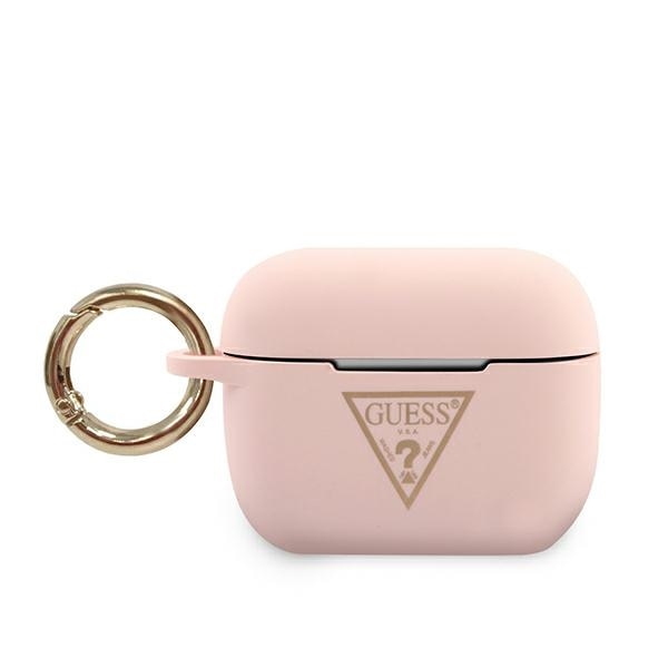 Husa cu holder pentru AirPods Pro Guess Triangle Logo Pink