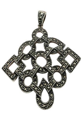 Pandativ Argint 925 mare, din forme geometrice batute in pietre de markasit