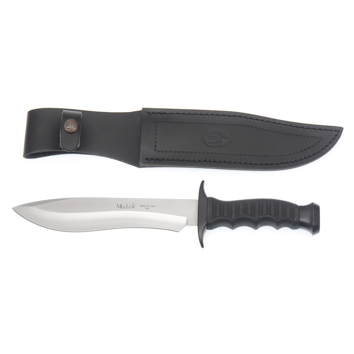 Cutit De Vanatoare, Muela, Otel Inoxidabil, Piele, Material Rezistent La Rupere Si Indoire, Rezistent La Rugina, Ascutit Si Durabil, Usor De Depozitat Si Transportat, Pentru Activitati In Aer Liber, Greutate 300 g, Lungime Lama 180 mm, Negru