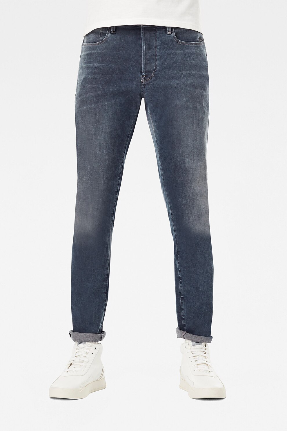 G-Star RAW, Blugi slim fit Citishield 3D, Bleumarin inchis/Alb prafuit, W33-L32