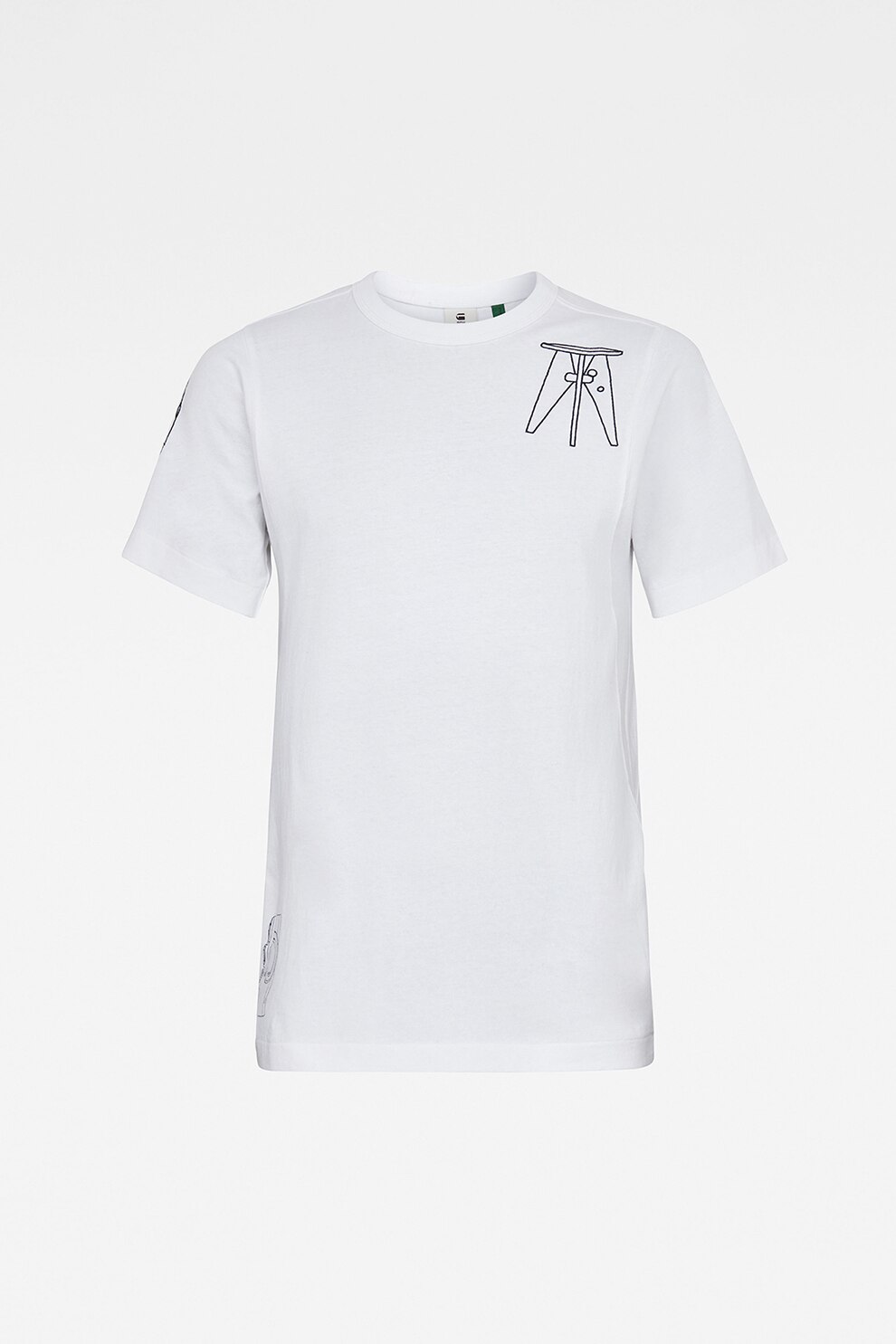 G-Star RAW, Tricou cu broderii, Alb, XL