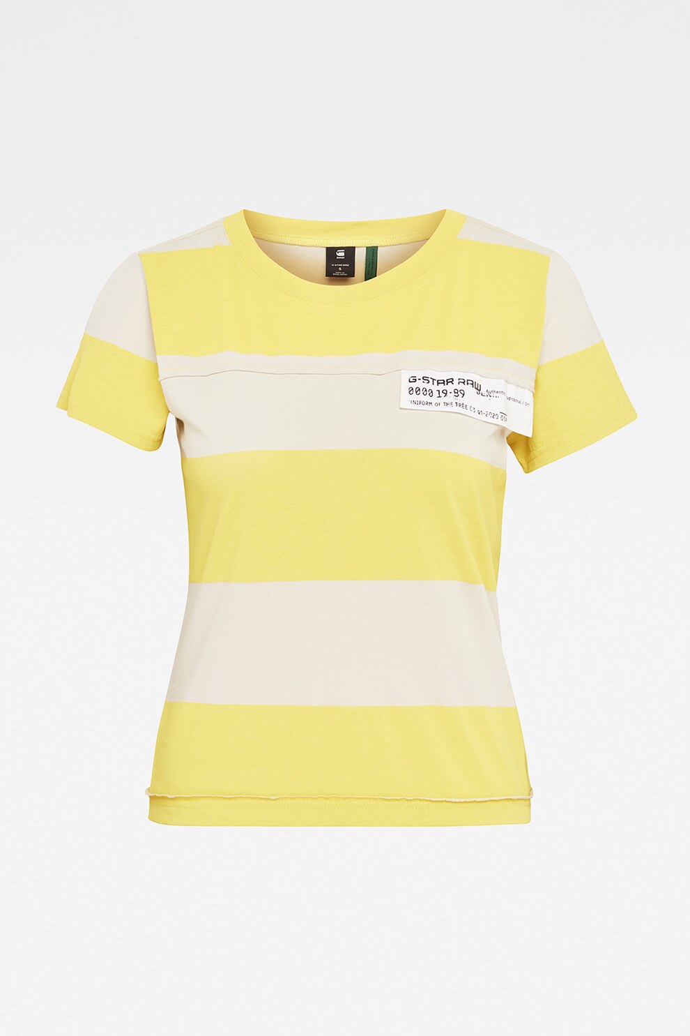 G-Star RAW, Tricou slim fit cu imprimeu cu model in dungi, Galben/Alb, L
