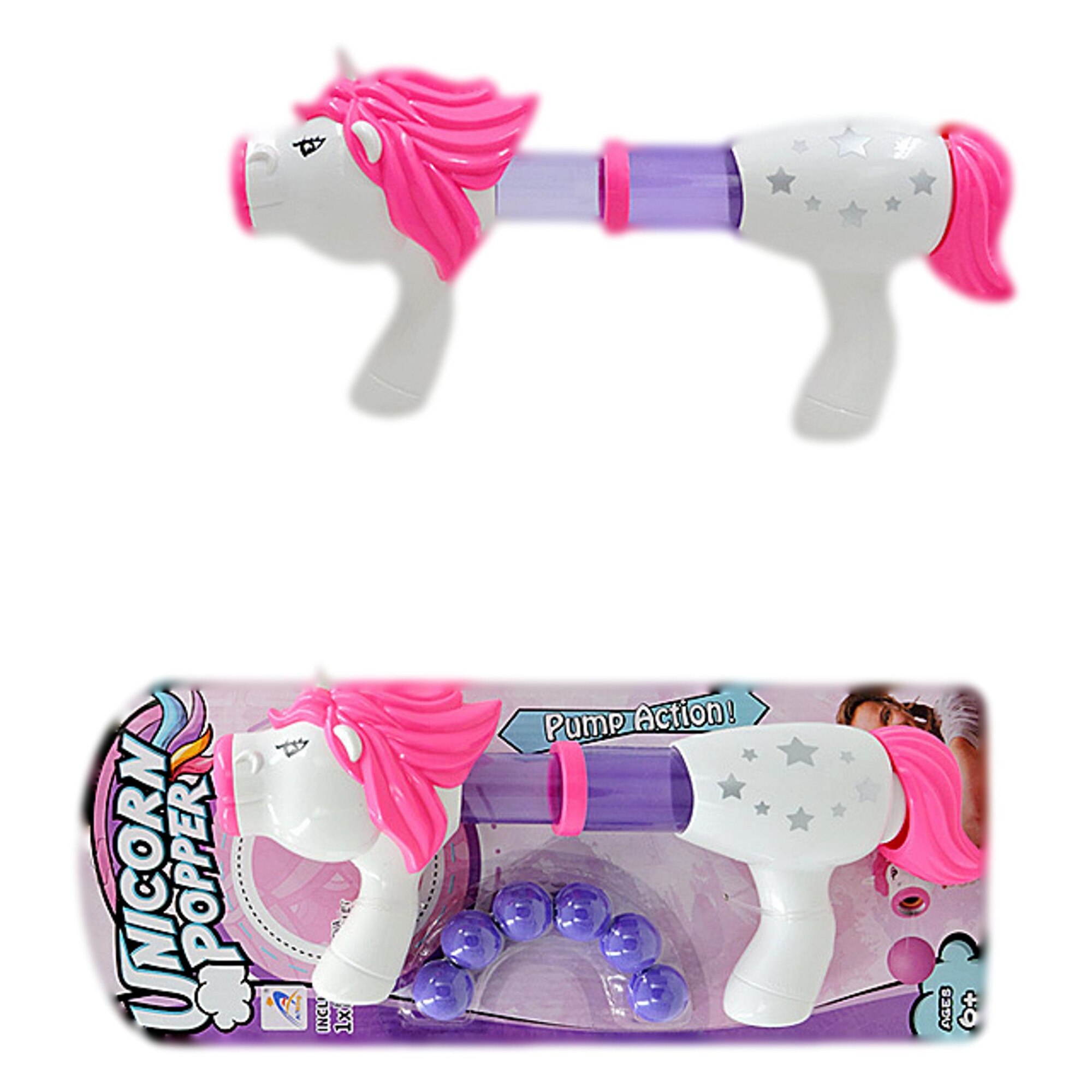 Set Arma de jucarie pentru fetite Pistol Unicorn, include Bile din spuma