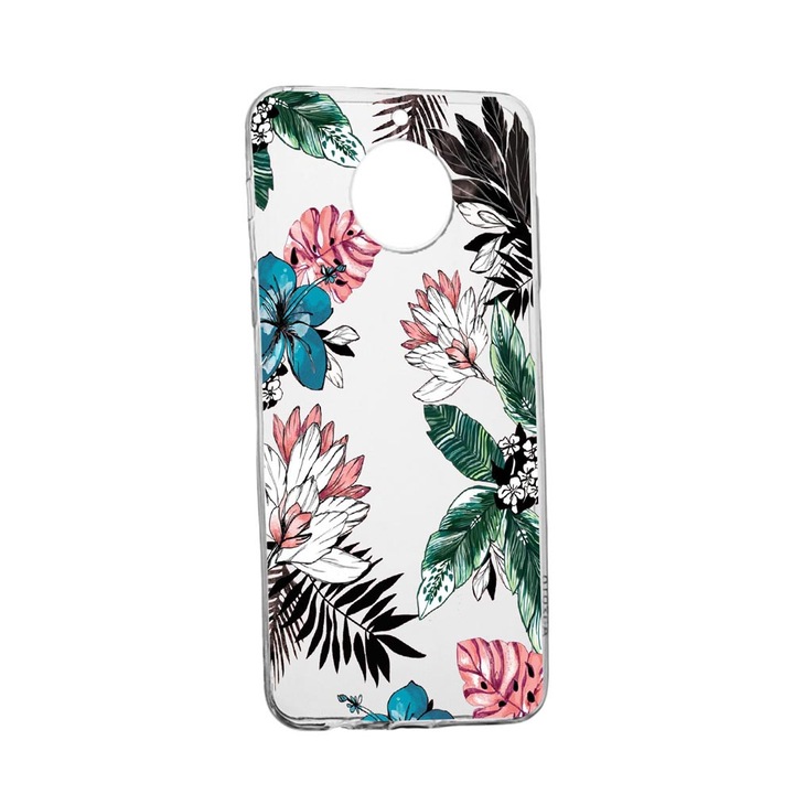 Husa Silicon Flori tropicale, Compatibila cu Xiaomi Redmi Note 9 Pro 5G, rezistenta la uzura, anti-alunecare, 500