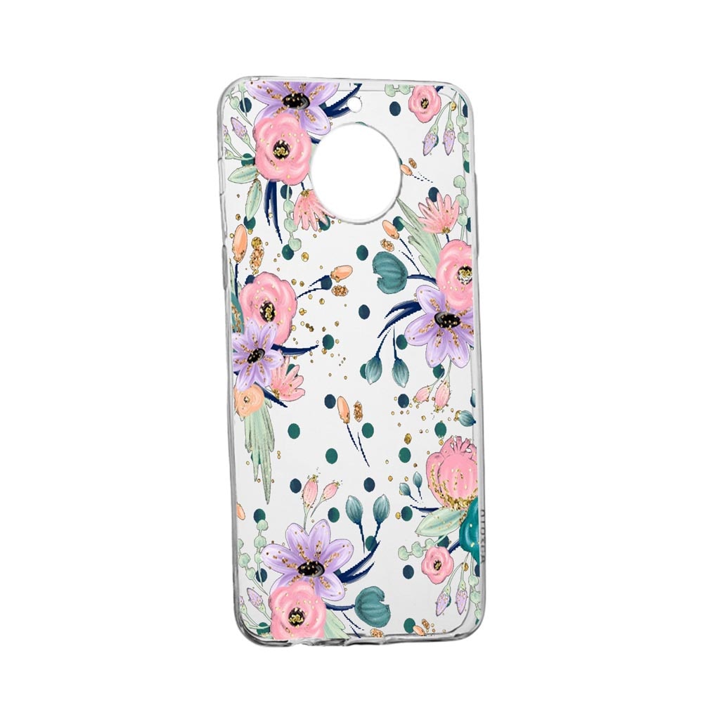 Husa Silicon Flowers, Compatibila Cu Nokia C10, rezistenta la uzura, anti-alunecare, 495