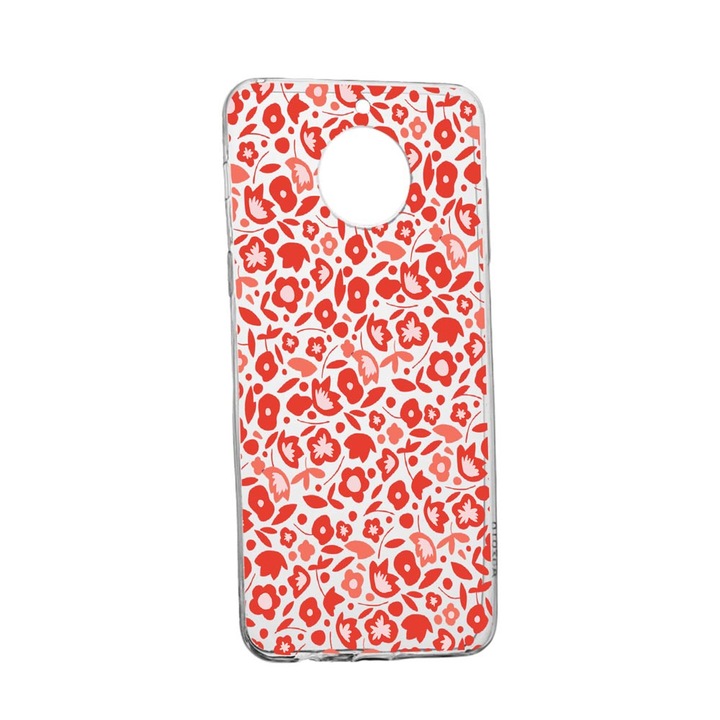 Husa Silicon Red Floweres Pattern, Compatibila cu Xiaomi Redmi Note 9 Pro 5G, rezistenta la uzura, anti-alunecare, 631
