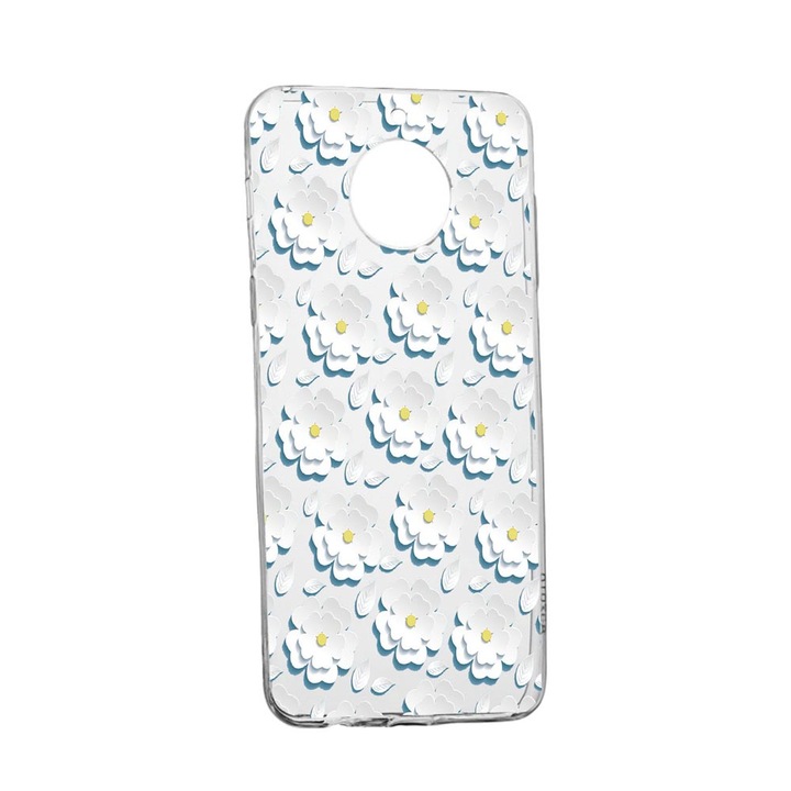 Husa Silicon Daisy - White Flower, Compatibila cu Xiaomi Redmi Note 9 Pro 5G, rezistenta la uzura, anti-alunecare, 683