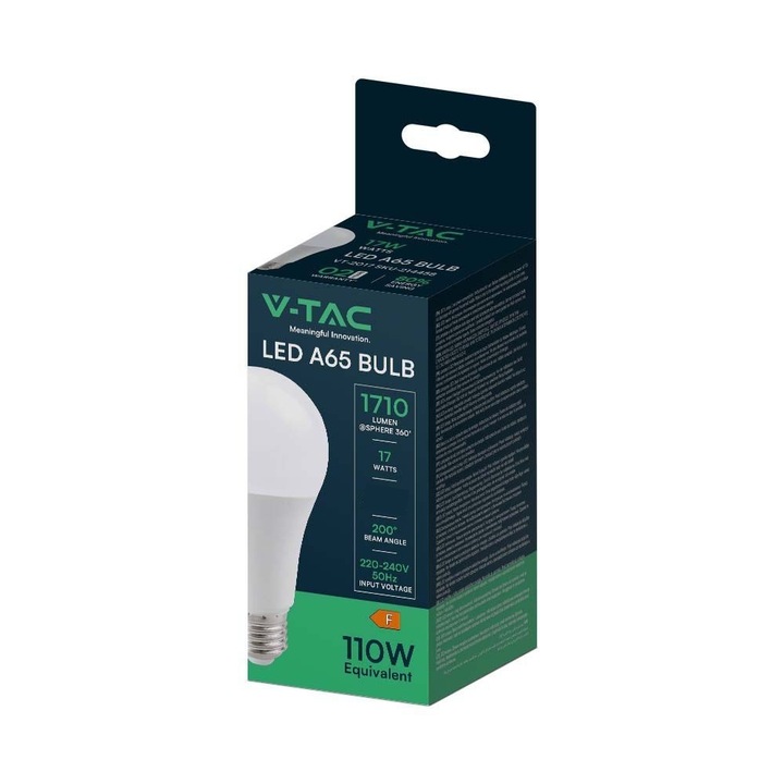 V-tac led izzó lámpa E27 A65 17W meleg fehér 1db