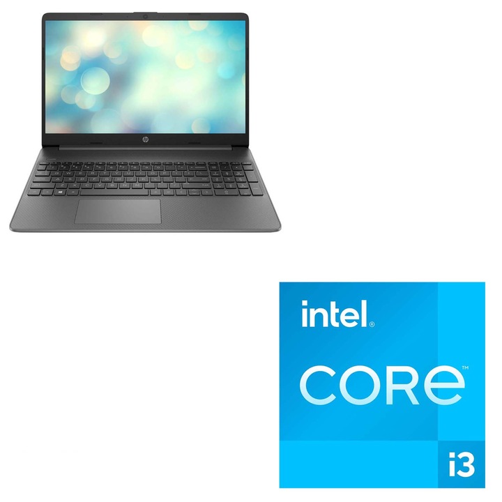 HP 15s-fq2026nq laptop Intel® Core™ i3-1115G4 processzorral max. 4.10 GHz, 15.6", Full HD, 8GB, 256GB SSD, Intel® UHD Graphics, Free DOS, Nemzetközi Angol billentyűzet, Szürke