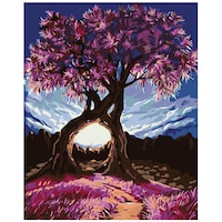 set pictura pe numere purple tree  panza bumbac pe rama lemn 40x50 imagen 13_0_
0